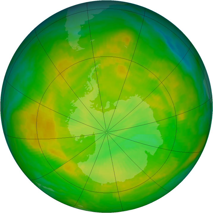 Antarctic ozone map for 24 November 1988